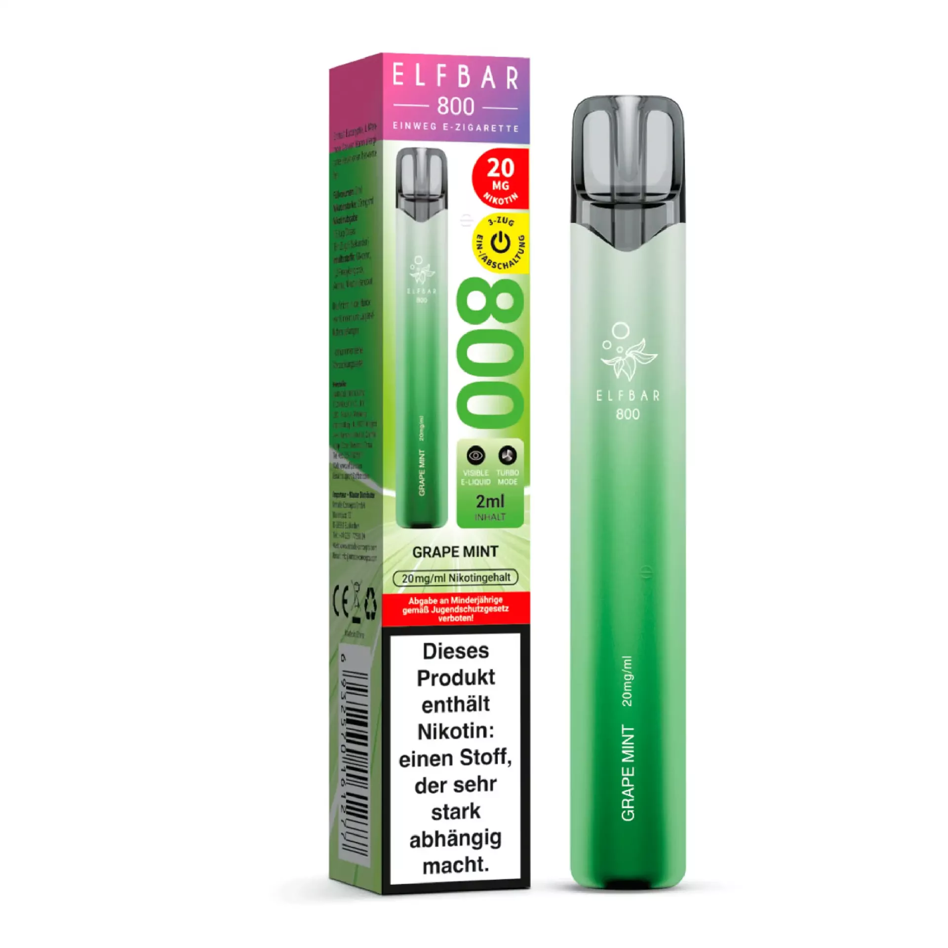 Elfbar 800
    Grape Mint 20mg/ml
  
  
    Ab 6,90 €